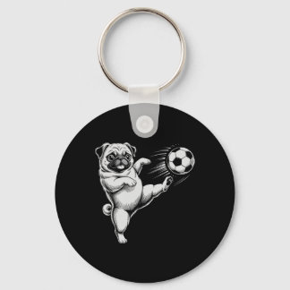 Cute Soccer Pug Dad Dog Ll Play Club Goals Kids  Keychain
