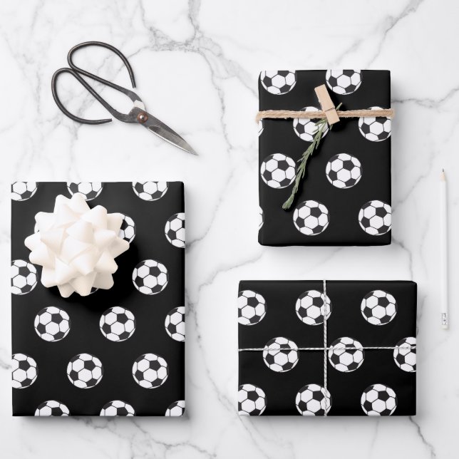 cute Soccer sports lovers tiled pattern Wrapping Paper Sheets (Front)