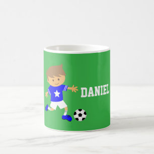 Cute Soccer Star Boy, Football Theme Coffee Mug