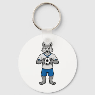Cute Soccer Wolf Footll Player Animal Sports  Keychain