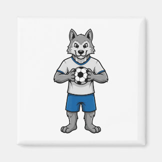Cute Soccer Wolf Footll Player Animal Sports  Magnet