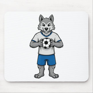 Cute Soccer Wolf Footll Player Animal Sports  Mouse Pad