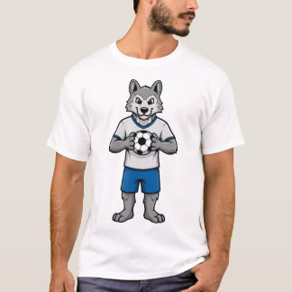 Cute Soccer Wolf Footll Player Animal Sports T-Shirt