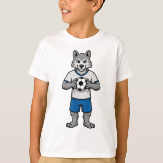 Cute Soccer Wolf Footll Player Animal Sports  T-Shirt