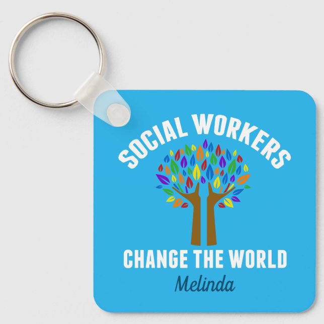 Cute Social Work Inspirational Quote Monogram Keychain (Front)