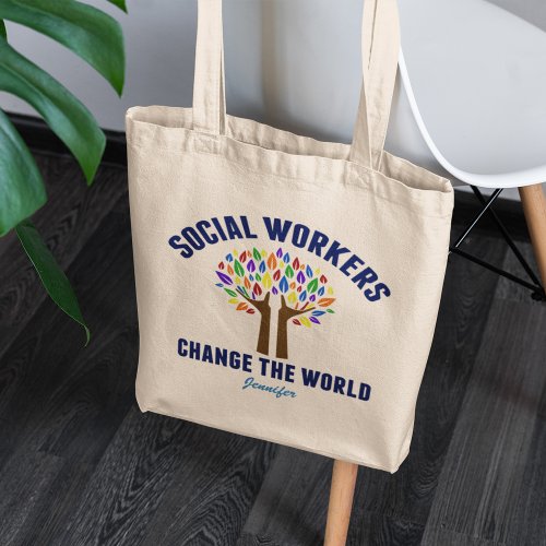Cute Social Work Inspirational Quote Monogram Tote Bag