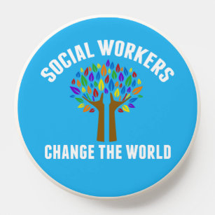 Cute Social Work Quote Blue Social Worker PopSocket