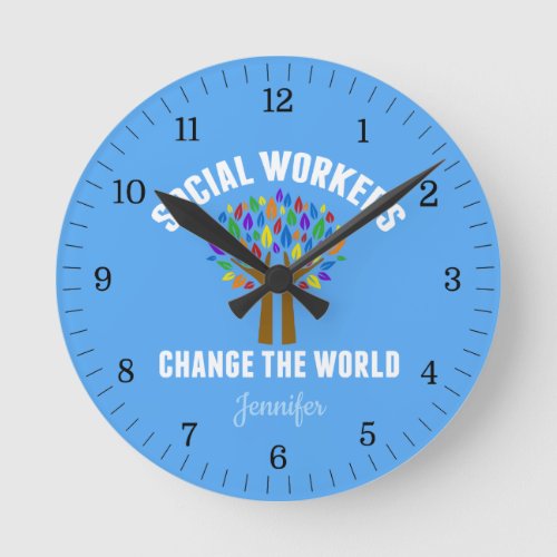 Cute Social Work Quote Round Clock