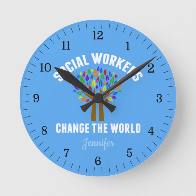 Cute Social Work Quote Round Clock (Front)