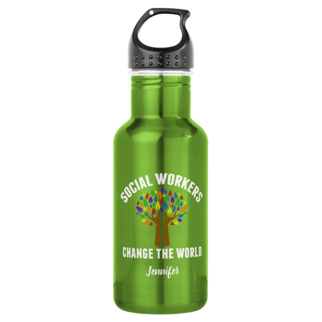 Cute Social Work Quote Water Bottle (Front)
