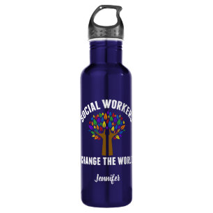 Cute Social Work Quote Water Bottle
