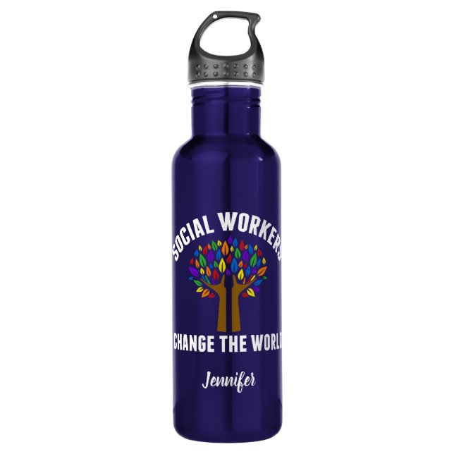 Cute Social Work Quote Water Bottle (Front)