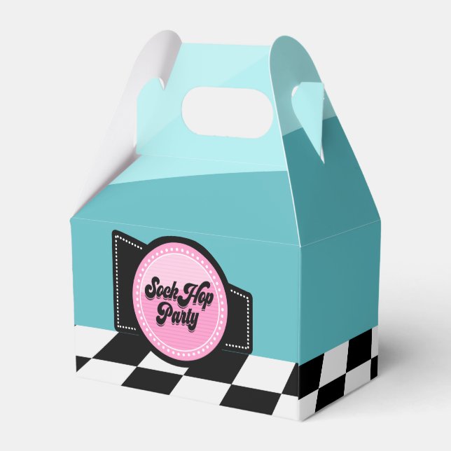 Cute Sock Hop Fifties party Favor Boxes (Back Side)