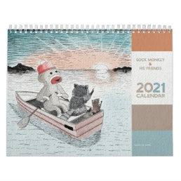 Cute Sock Monkey and His Friends - 2021 Calendar