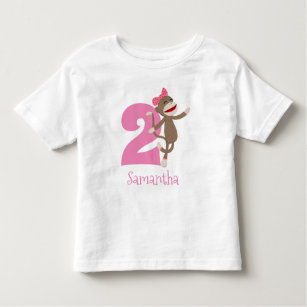 Cute Sock Monkey Girl's Birthday Age Toddler T-shirt