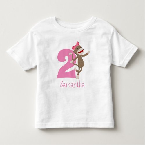 Cute Sock Monkey Girls Birthday Age Toddler T_shirt