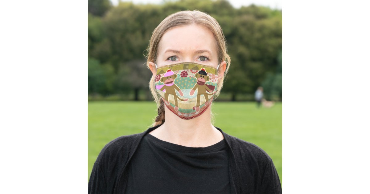Rejse tiltale biologi voldsom Cute Sock Monkey on Cloth Pattern Adult Cloth Face Mask | Zazzle