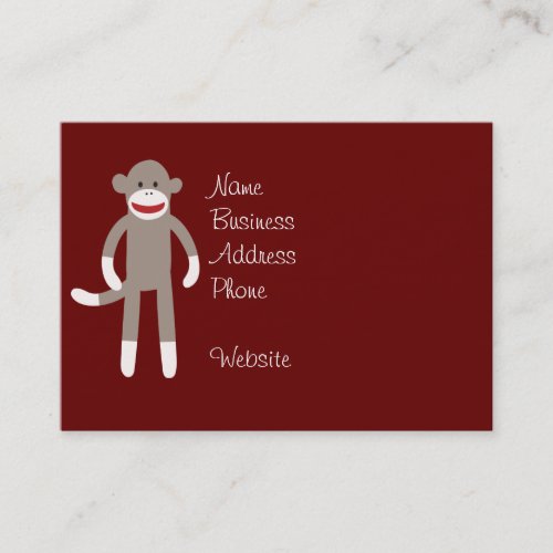 Cute Sock Monkey on Red with Stripes Business Card
