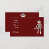 Cute Sock Monkey on Red with Stripes Business Card (Front/Back)