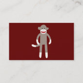 Cute Sock Monkey on Red with Stripes Business Card (Back)
