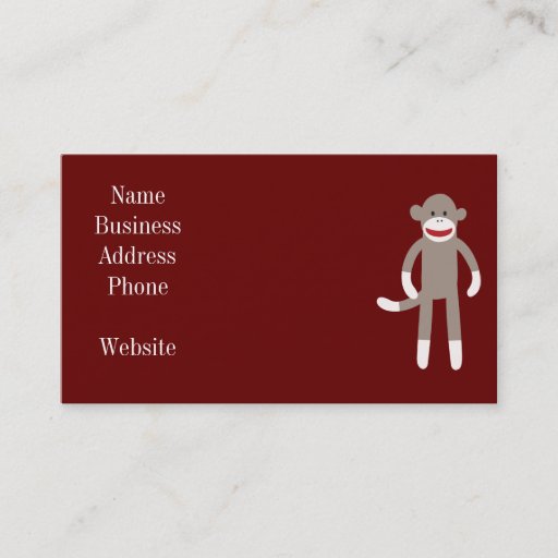 Customizable Cute Sock Monkey on Red with Stripes Business Cards