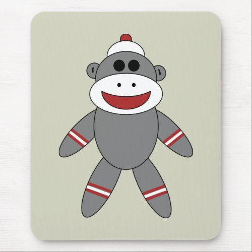 Cute Sock Monkey on Tan Mouse Pad