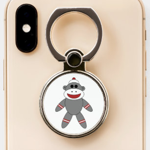 Cute Sock Monkey Retro Phone Ring Stand