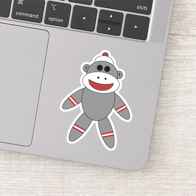 Cute Sock Monkey Stuffed Toy Sticker (Detail)