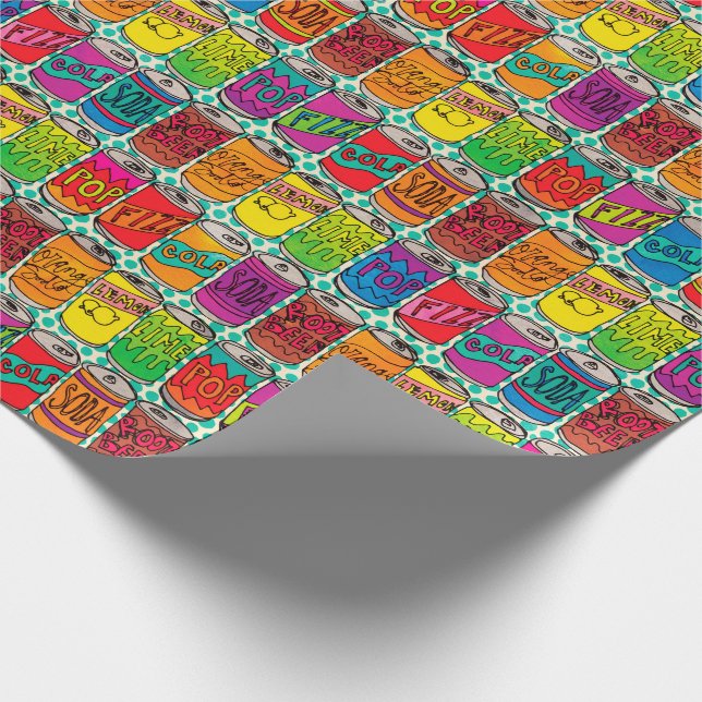 Cute Soda Pop Cans Wrapping Paper (Corner)