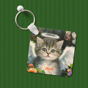 Cute Soft Angel Kitty Keychain