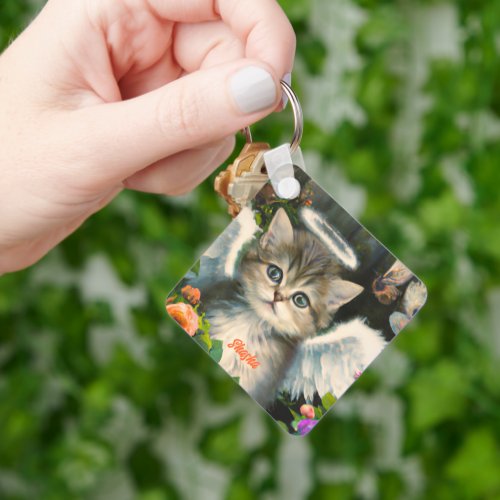 Cute Soft Angel Kitty Keychain
