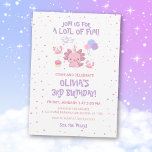 Cute Soft Axolotl Kids Pink Stars Fun Birthday Invitation<br><div class="desc">Get ready to celebrate with our Cute Soft Axolotl Kids Pink Stars Fun Birthday Invitation! Featuring a whimsical design, this invitation showcases an adorable axolotl in the center, surrounded by a cheerful crab and a festive birthday cake. The border is adorned with small pink stars, adding a touch of magic...</div>