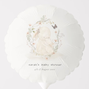Cute Soft Baby Mum Bunny Floral Wreath Baby Shower Balloon