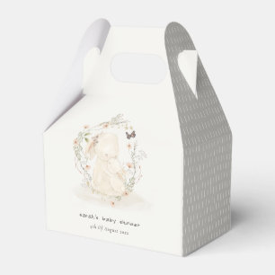 Cute Soft Baby Mum Bunny Floral Wreath Baby Shower Favor Boxes