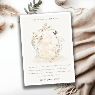 Cute Soft Baby Mum Bunny Floral Wreath Baby Shower Thank You Card