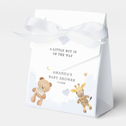 Cute Soft Bear and Giraffe Watercolor Baby Shower Favor Boxes