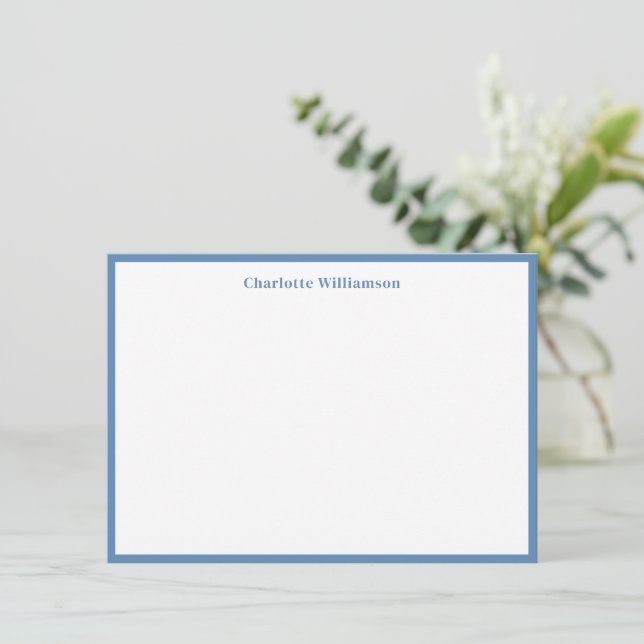 Cute Soft Blue Border Personalized Stationery Thank You Card (Standing Front)