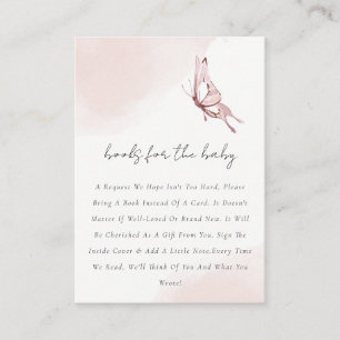 Cute Soft Blush Butterfly Books For Baby Shower Enclosure Card