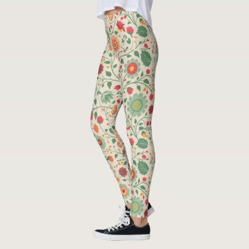 Cute soft color floral pattern leggings