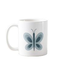 Cute Soft Green Butterfly I Love Mom Custom Coffee