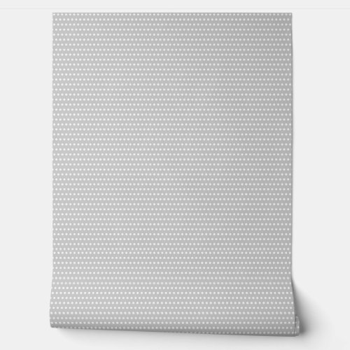 Cute Soft Grey and White Polkadots Pattern Wallpaper