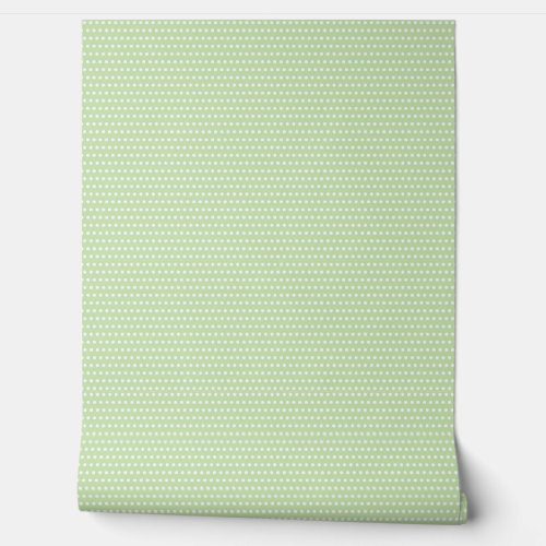 Cute Soft  Mint Green and White Polkadots Pattern Wallpaper
