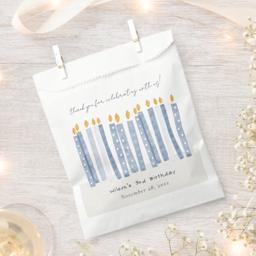 Cute Soft Pastel Blue Watercolor Birthday Candles Favor Bag