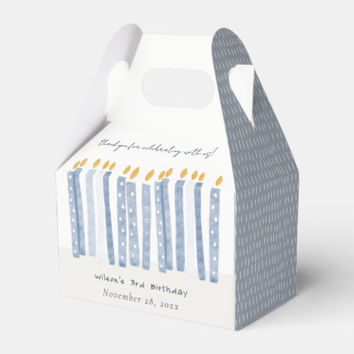 Cute Soft Pastel Blue Watercolor Birthday Candles Favor Boxes