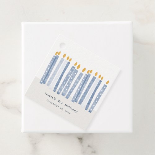 Cute Soft Pastel Blue Watercolor Birthday Candles Favor Tags