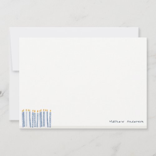 Cute Soft Pastel Blue Watercolor Birthday Candles Note Card