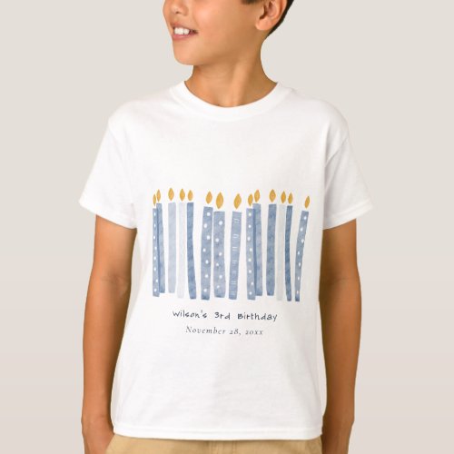Cute Soft Pastel Blue Watercolor Birthday Candles T_Shirt