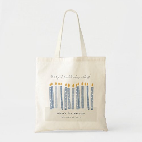Cute Soft Pastel Blue Watercolor Birthday Candles Tote Bag