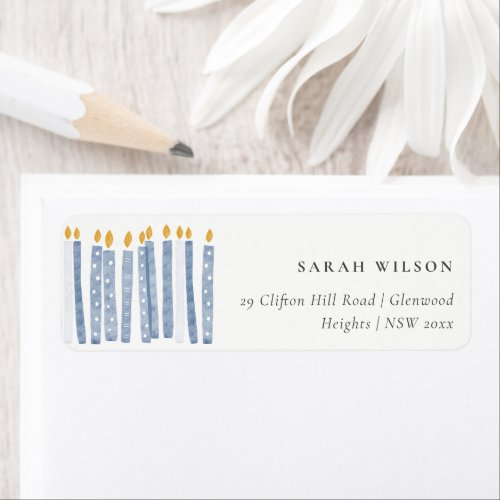 Cute Soft Pastel Blue Watercolor Candles Address Label