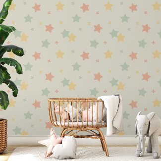Cute Soft Pastel Colorful Stars Baby and Kids Room